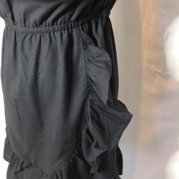 SEED HERITAGE Black ‘Off Shoulder Frill dress’, cotton linen blend, wrap, Size 6 - Picture 9 of 16